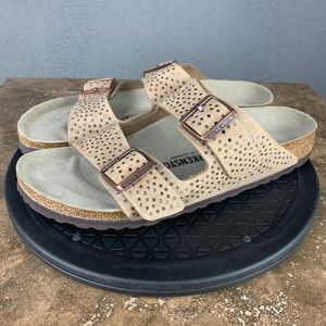 Birkenstock Sandals Womens 11 Arizona Avario Crafted Rivets Sandals Tan Leather